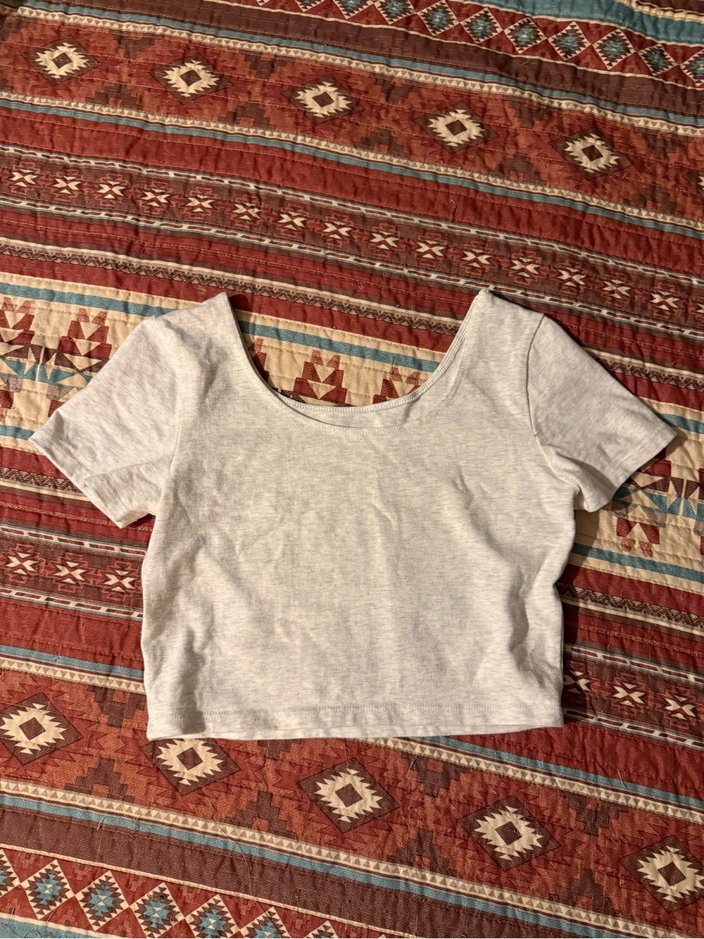 Brandy Melville cotton Cropped Tee - Light Gray